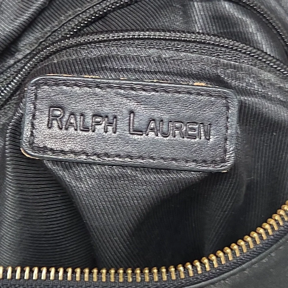 Vtg Ralph Lauren Purse Black Leather Hobo Shoulder Bag 90s Quiet Luxury Minimal